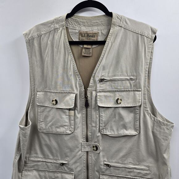 LL Bean Fishing Vest XL Half Moon Pocket Angler Outdoor Gorpcore L.L. Bean Khaki - Picture 5 of 15